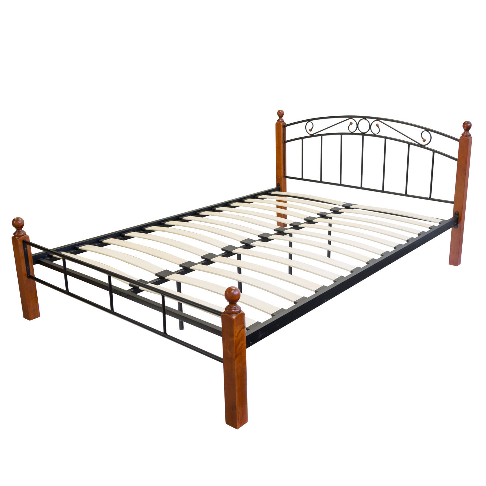 METALLBETT 140/200 cm in Schwarz Braun mit Lattenrost - Schwarz/Braun, Metall (140/200cm) - Homestyle4u