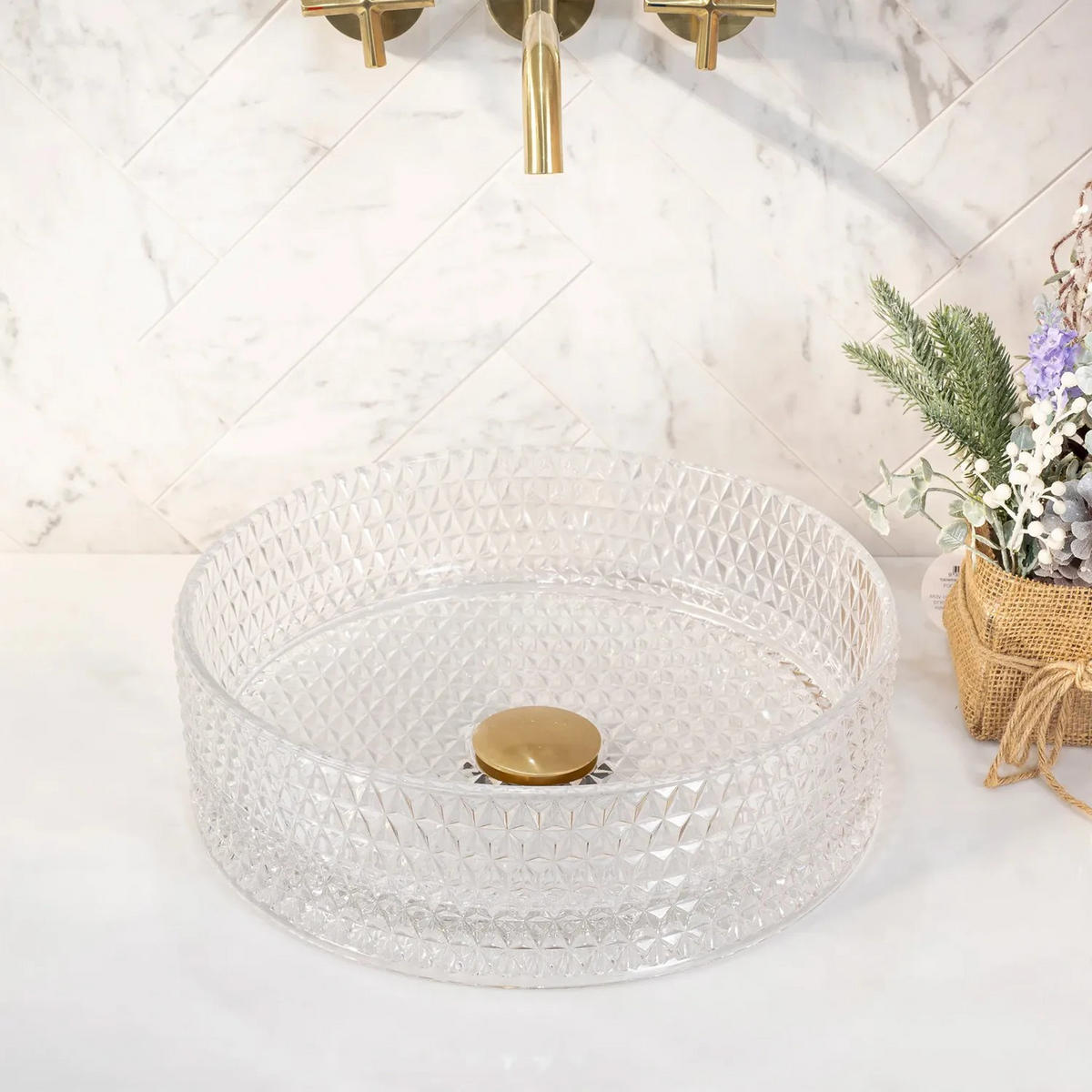 AUFSATZWASCHBECKEN Rea Cristal Transparent - Transparent, Keramik (33.5/11.5/35.5cm) - REA