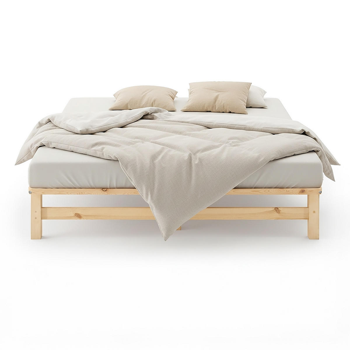 HOLZBETT mit Matratze 160/200 cm natur - Naturfarben, Holz (160/200cm) - Homestyle4u