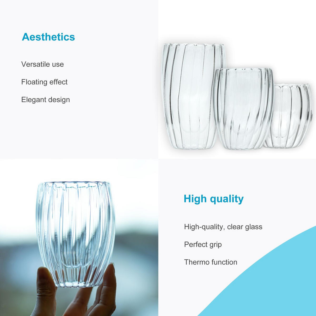 THERMO TEE GLAS 210ml (4-tlg) - Transparent, Glas - Intirilife