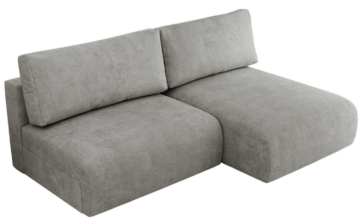 ECKSCHLAFSOFA VIVO L Hellgrau Struktur - rechts - Hellgrau/Schwarz, Kunststoff/Textil (150/223cm) - MKS