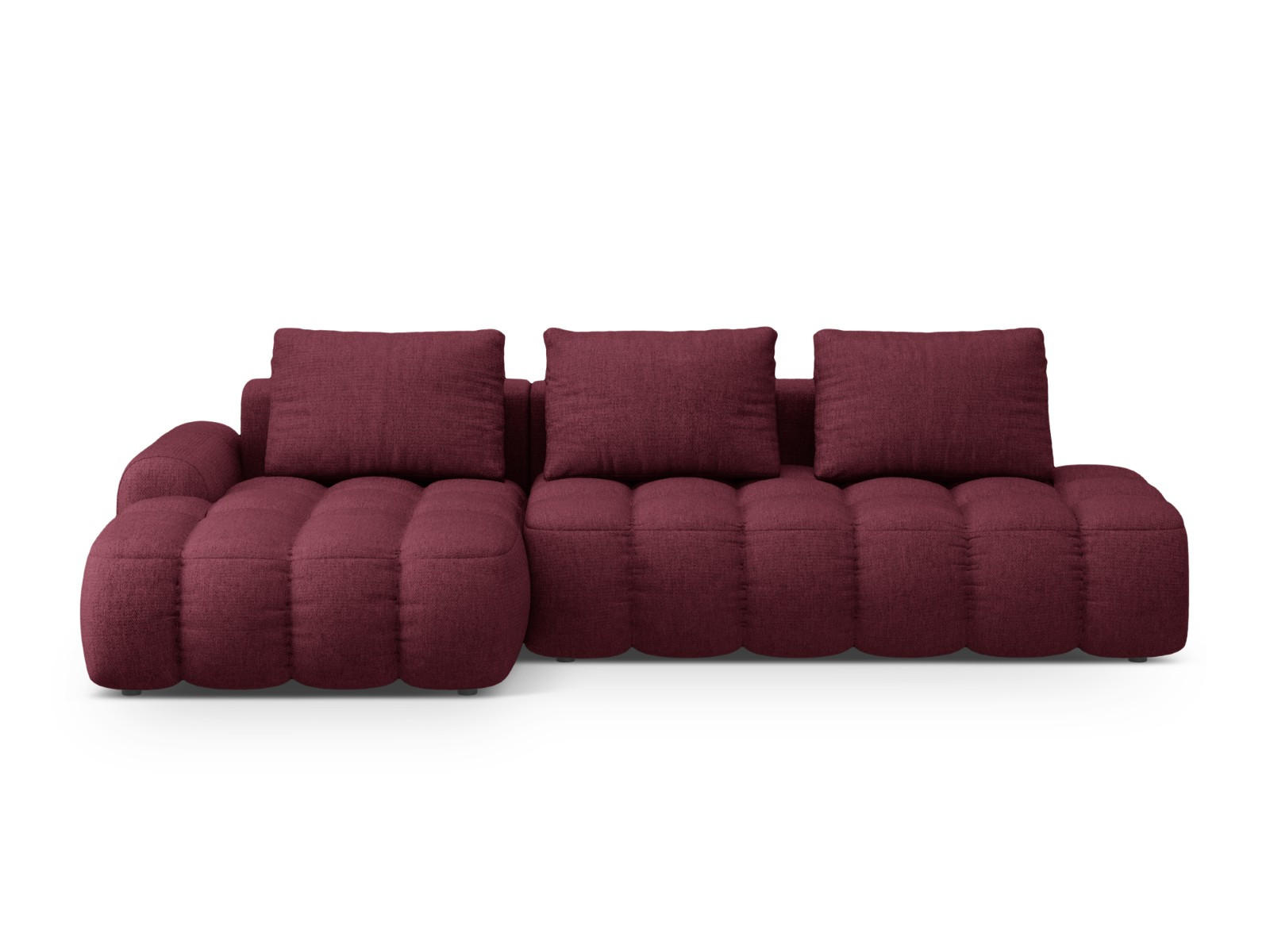 AUSKLAPPBARES-ECKSOFA links mit Container Linz aus strukturiertem Stoff burgundfarben 3 Sitzplätze - Bordeaux, Textil (142/275cm) - Cosmopolitan Design