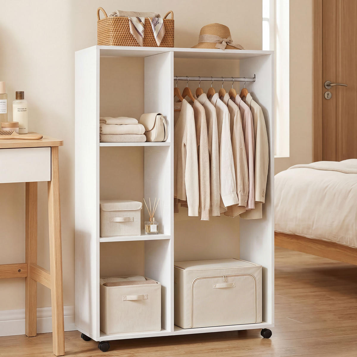 KLEIDERSCHRANK DE-09578 Weiß - Weiß, Holzwerkstoff (80/128/40cm) - ComfortXL