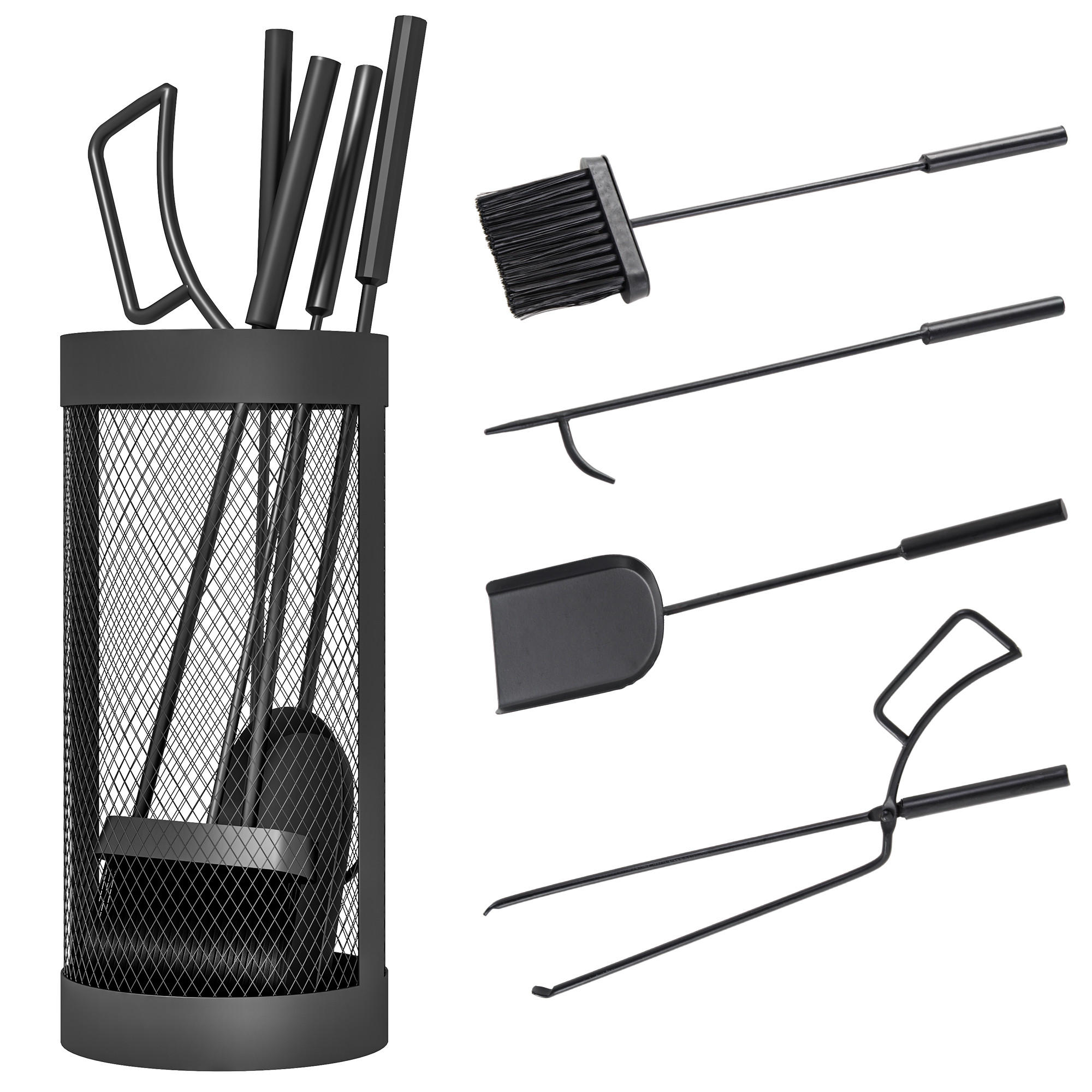 KAMINBESTECK - Schwarz, Metall (16/33.5/16cm) - Outsunny