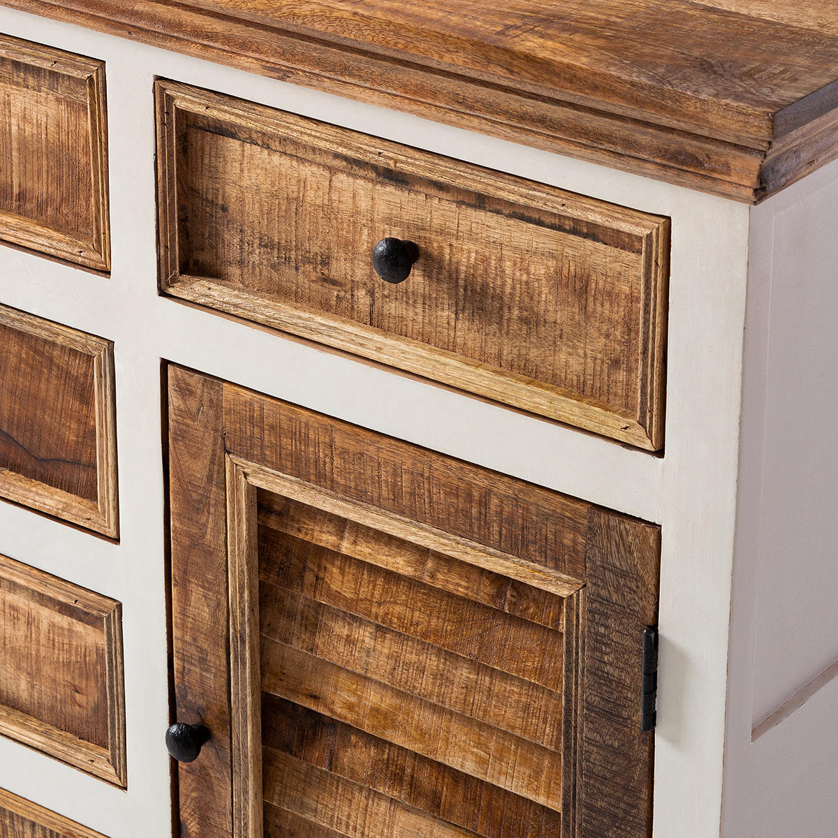 SIDEBOARD - Mango massiv - Braun/Weiß, Holzwerkstoff (140/90/50cm) - home24