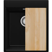 SPÜLBECKEN Oslo, 2-er set Schwarz Metallic 43/50 cm 1 Becken + Ablauf-Set + Schneidebrett ab 45er Unterschrank - Chromfarben/Schwarz Hochglanz, Kunststoff (43/20/50cm) - Primagran