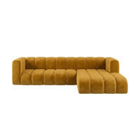 ECKSOFA Modulares In L-Form, Velvet-Stoff Riviera, Senffarbe, Rechts, GRAND 287 cm - Gelb, Holz (287/179cm) - Kaiser Möbel