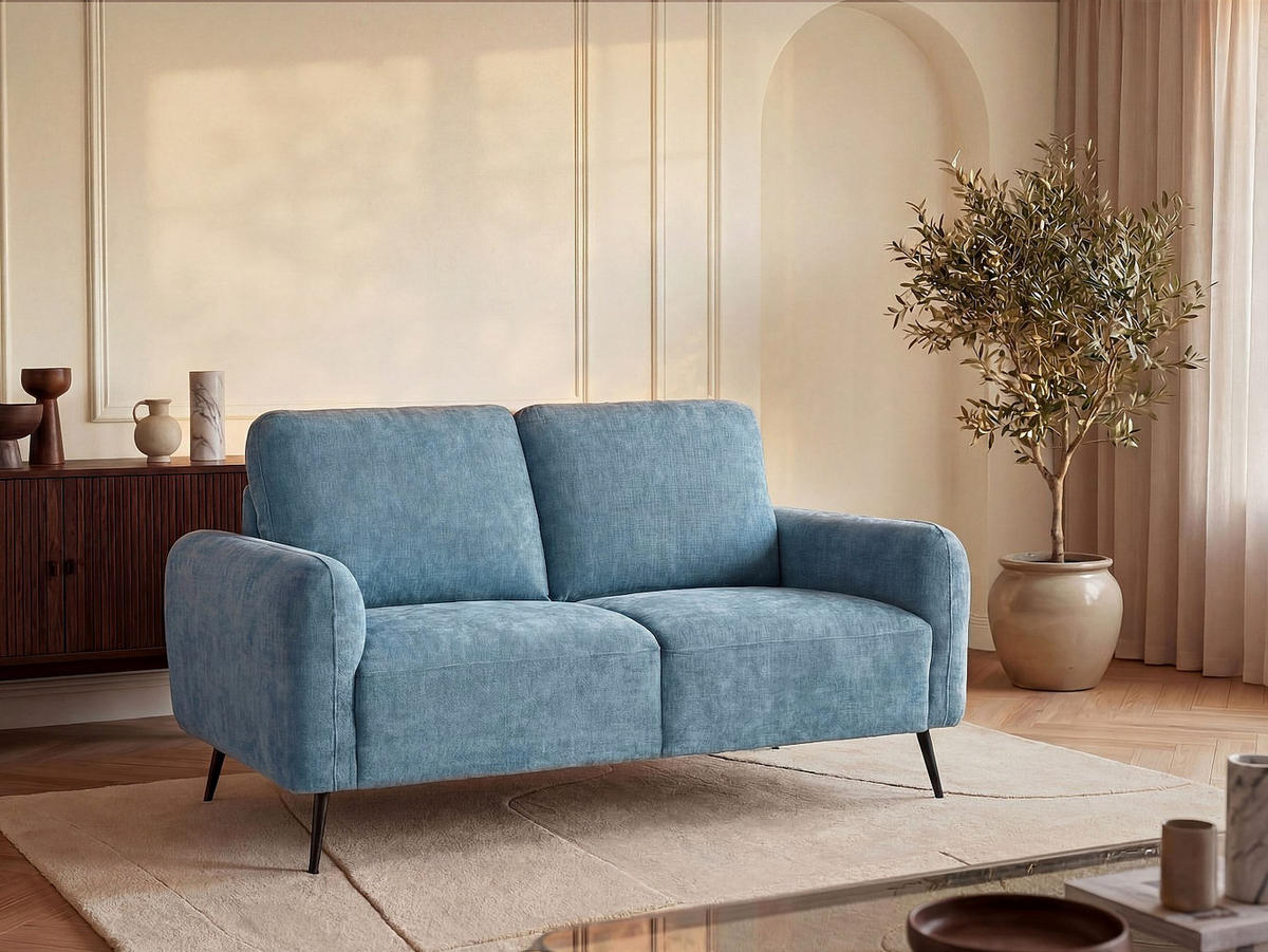 SOFA - 2 Personen - stoff - blau Letrosa - Blau, Textil/Metall (157/86/88cm) - Vente-Unique