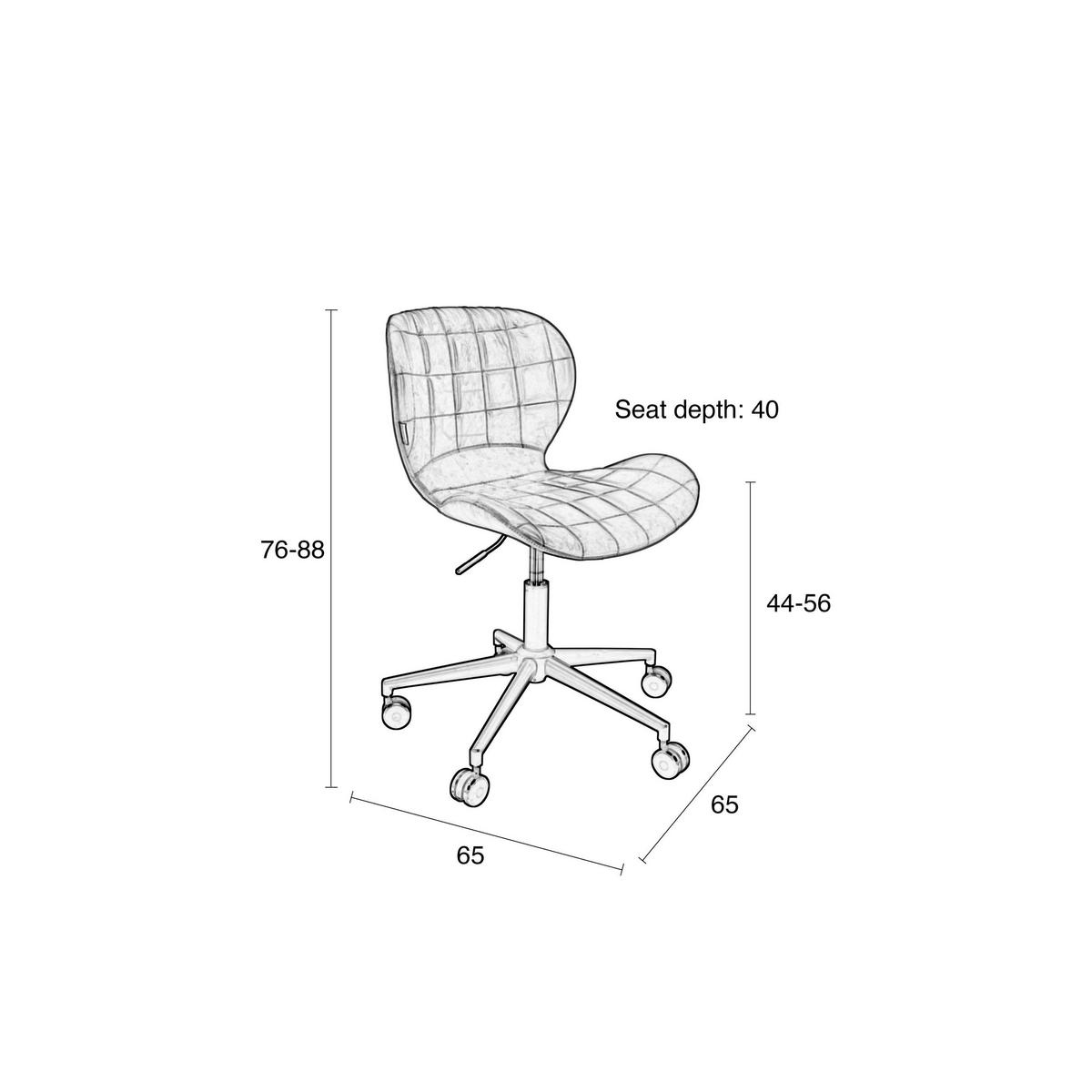 BÜROSTUHL OMG Kunstleder Braun - Braun, Kunststoff (65/76/65cm) - Zuiver