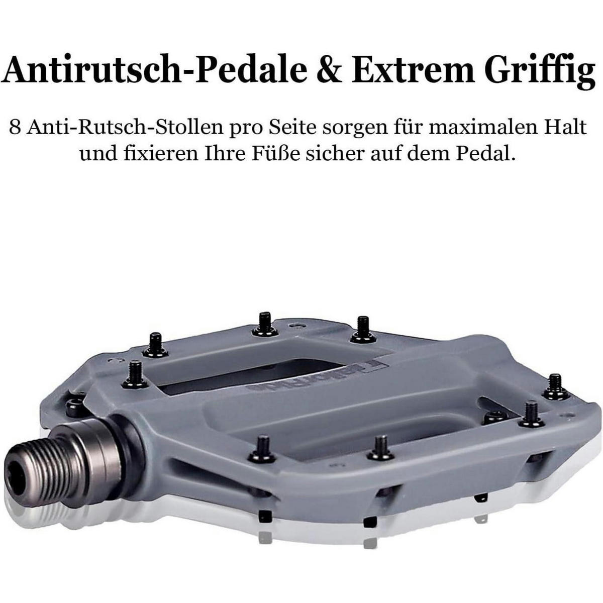 FAHRRADPEDALE Grau 9/16 Zoll mit 16 rutschfesten Stiften - Grau, Kunststoff (9.5/2.5/10.5cm)