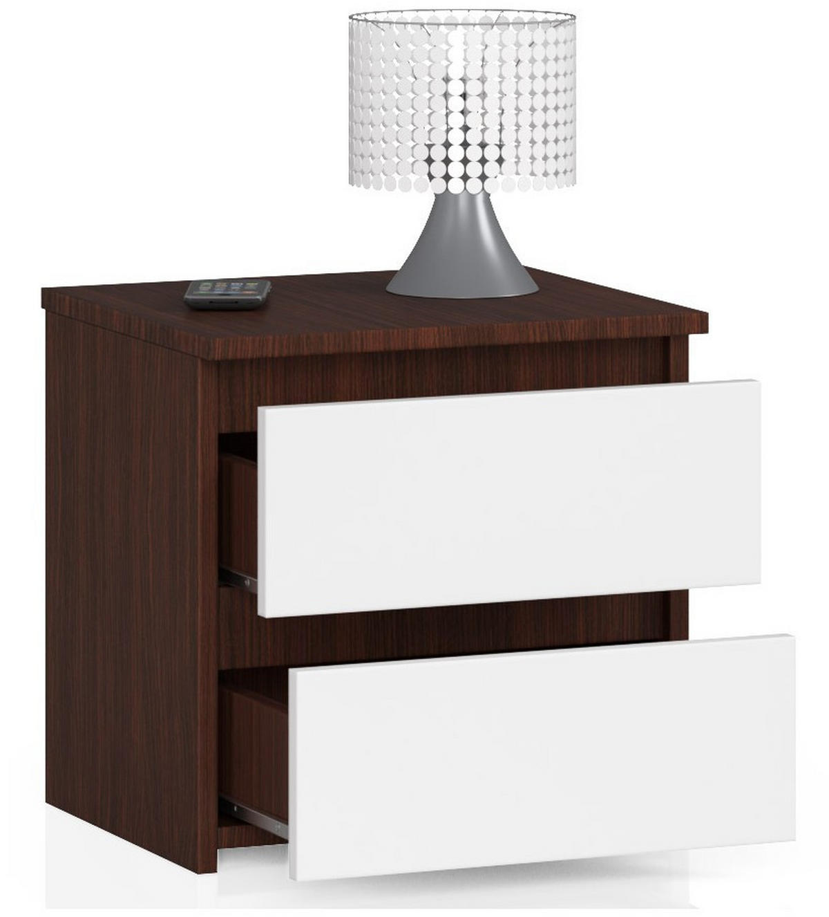 NACHTTISCH Dunkelbraun, Weiß 40/40/35 - Dunkelbraun/Weiß, Holzwerkstoff (40/40/35cm) - RAUMHIRSCH FURNITURE