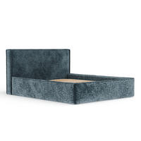 POLSTERBETT Lounge Blau 140/200 cm im Chenille-Stoff - Blau/Naturfarben, Holz/Holzwerkstoff (140/200cm) - Maison de Reve