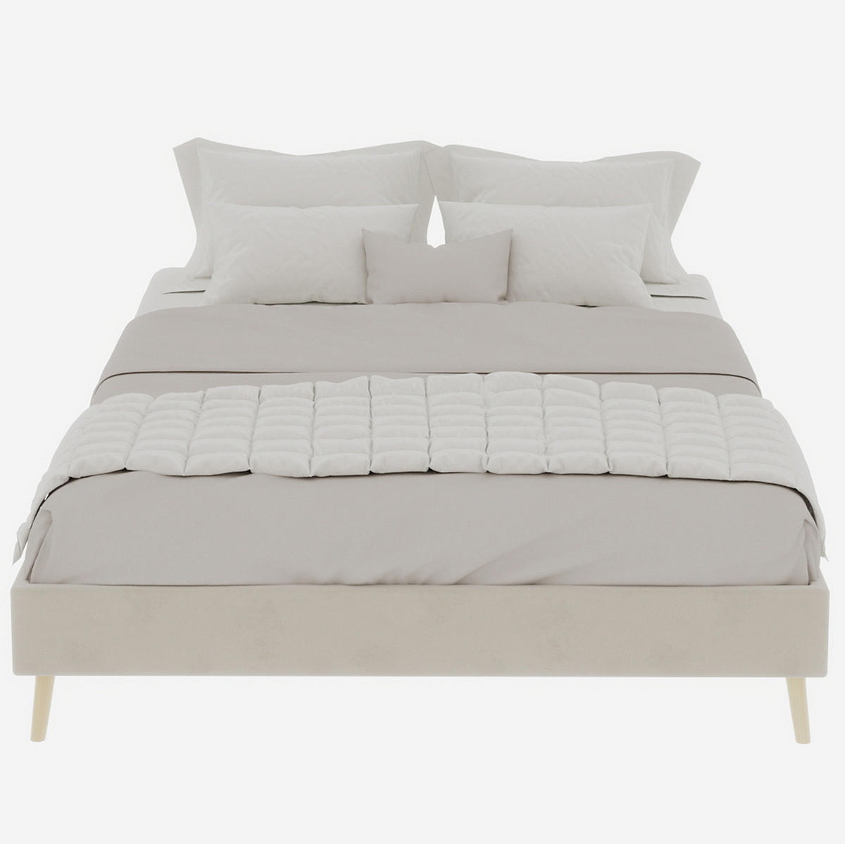 POLSTERBETT 140/200 cm beige aus Stoff und Metall mit Stauraum unter dem Bett - Beige, Textil (140/200cm) - OKWISH