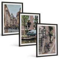 BILDER SET 3er Set - 40x60 cm Schwarzer Rahmen - Stadtansichten von Gebäuden - Schwarz, Kunststoff (40/60cm) - TULUP