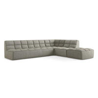 ECKSOFA Beidseitig Strukturstoff Stoff Beige - Beige/Schwarz, Kunststoff/Textil (308/258cm) - Makamii