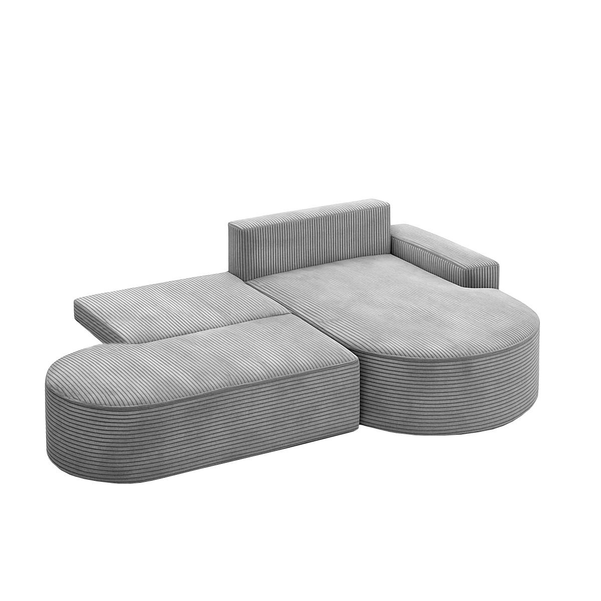 ECKSOFA Modena Pro - Komfort Und Stil Stoff Poso Silber Rechts - Silberfarben, Holz (278/179cm) - Kaiser Möbel