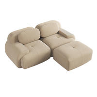 ECKSOFA DE-34025 modular mit gebogenen Armlehnen Beige - Beige, Textil (178/208cm) - ComfortXL