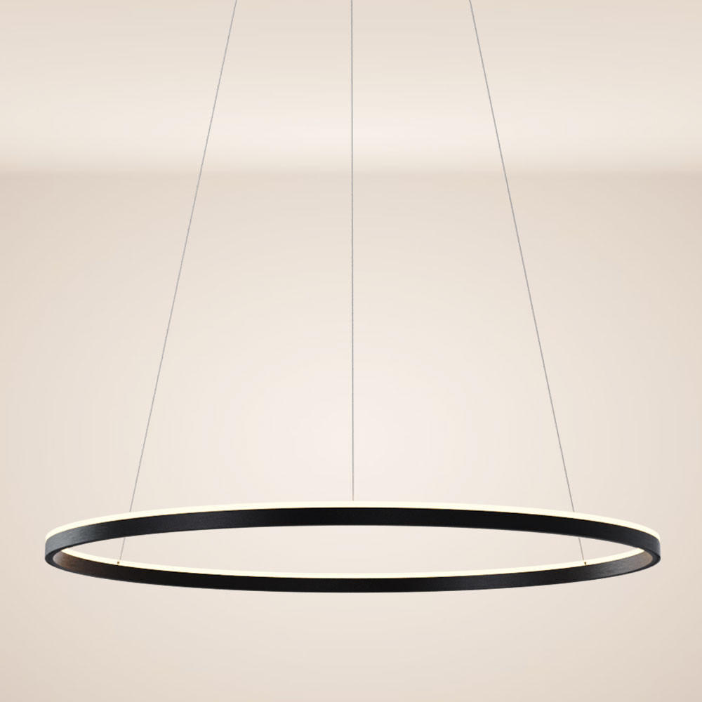 LED-HÄNGELAMPE Ring Schwarz Ø 120cm - Schwarz, Metall (120/120/3.3cm) - s.luce