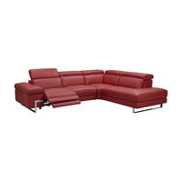 ECKSOFA Opera Echtleder mit 1 x Relaxfunktion Rot - Rot, Leder/Metall (269/218cm)