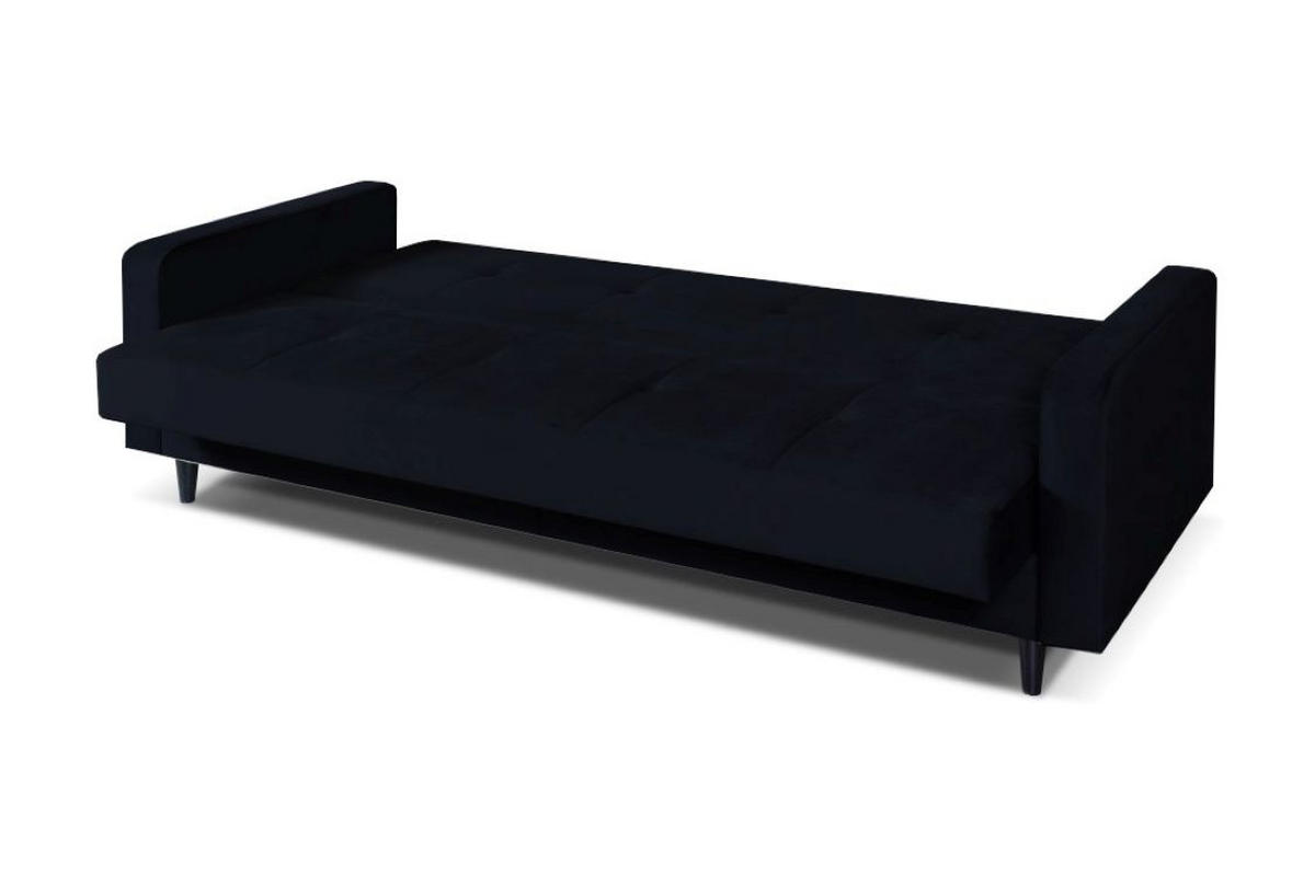 SOFA Luna 213cm im skandinavisches Stil, mit Schlaffunktion und Bettkasten, schwarz - Schwarz, Kunststoff (213/92/94cm) - Margaret Hadas24