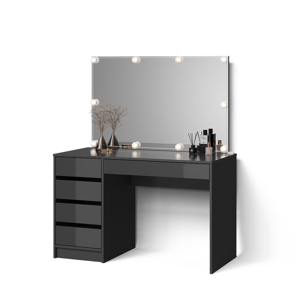 SCHMINKTISCH Imola Anthrazit 120 cm mit LED Beleuchtung - Anthrazit, Holzwerkstoff (120/75/55cm) - Livinity®