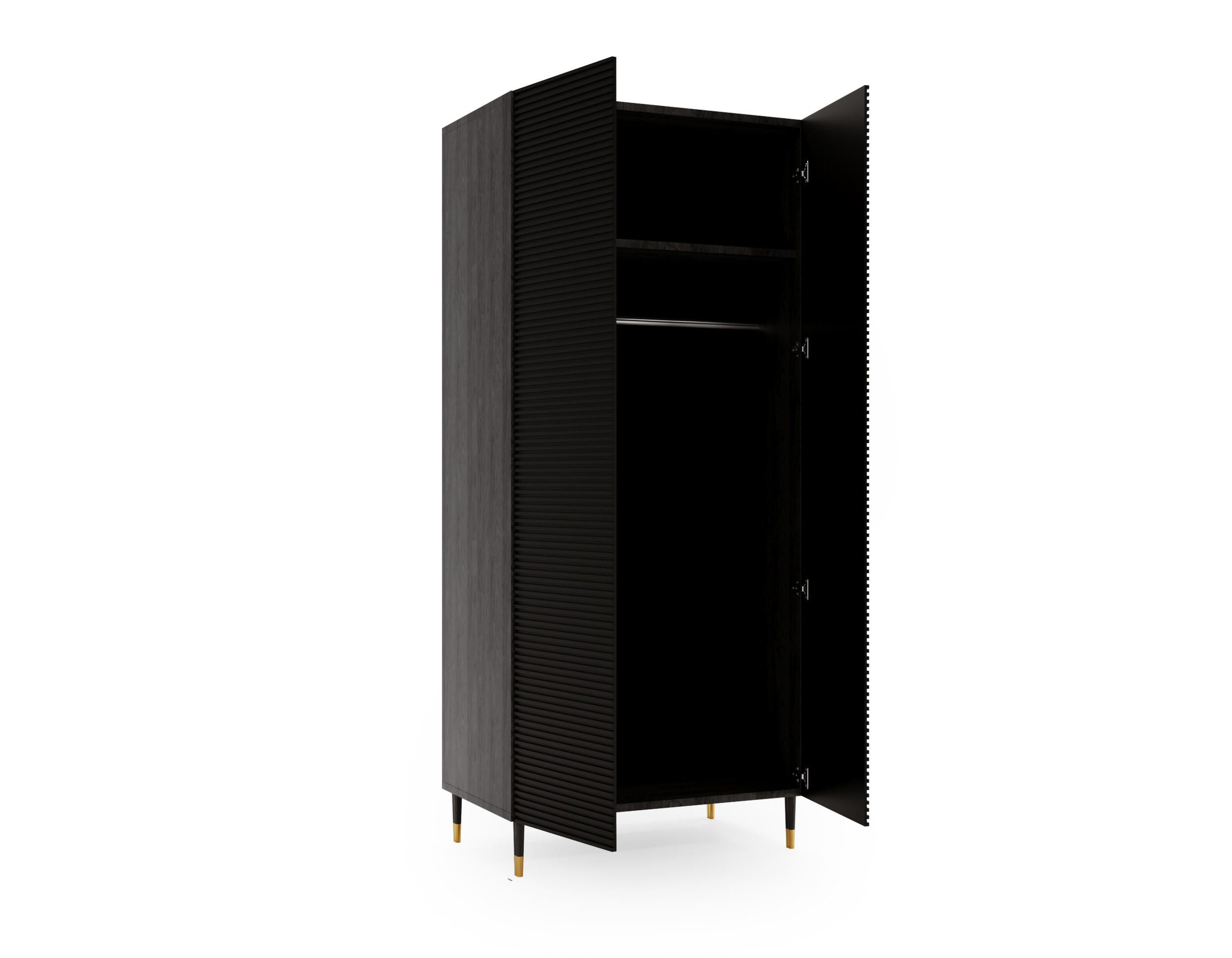 KLEIDERSCHRANK Imperio Pistazienfarbener, Mit Zwei Türen Und Schiebetüren - Schwarz/Grün, Holzwerkstoff (90/206/53cm) - Bettso