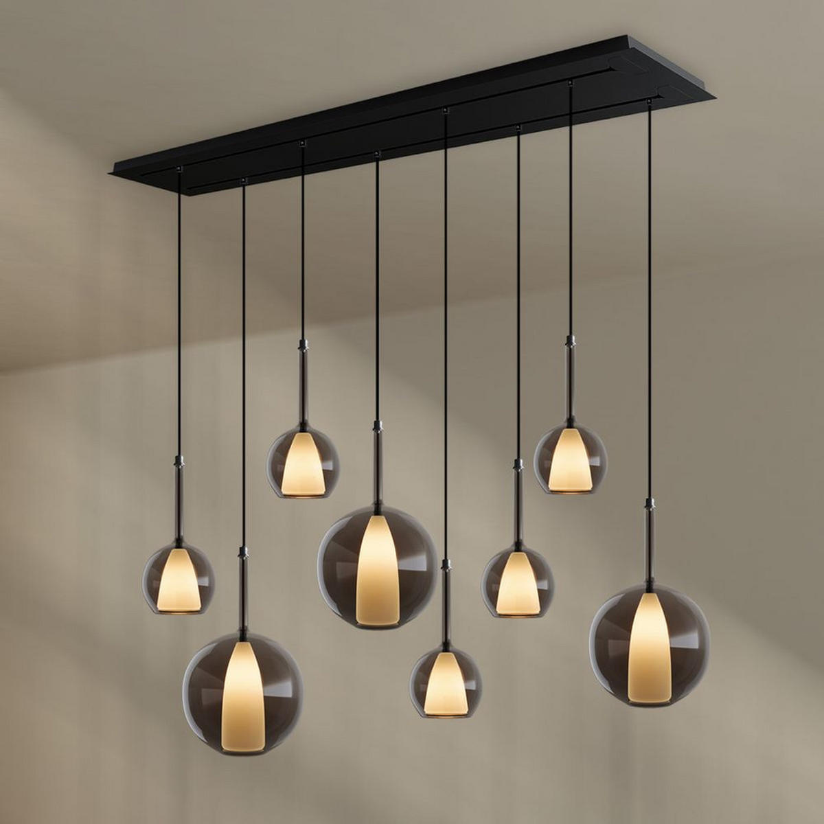 HÄNGELEUCHTE Belluna Braun Ø 14/24cm - Braun, Glas (24/24/45cm) - s.luce