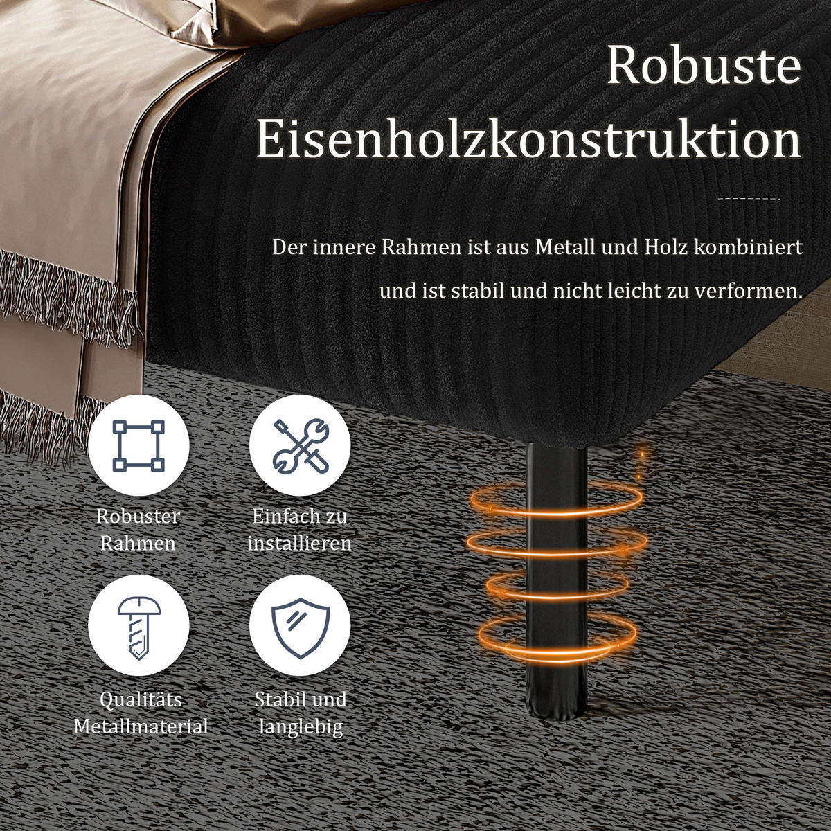 2-SITZER-SOFA Stoffcouch mit Seitentaschen,Cord,Schwarz - Grau, Textil (120/79/75cm) - LVHOM