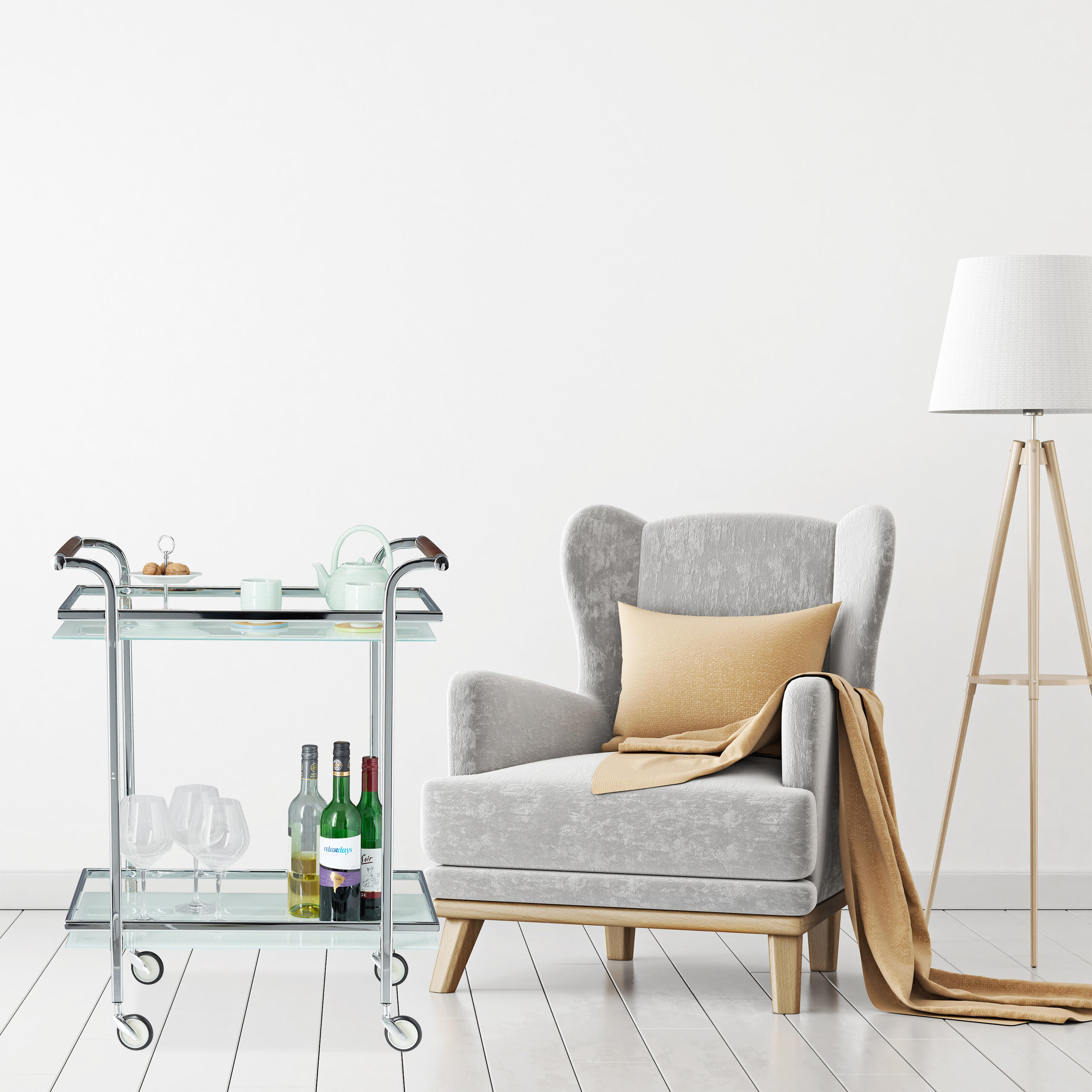 SERVIERWAGEN - Silberfarben, Glas/Metall (66/85/43cm) - Relaxdays
