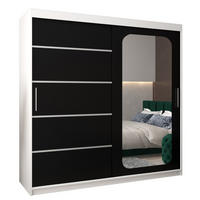 SCHWEBETÜRENSCHRANK 200/200/62 2-türig - Silberfarben/Schwarz, Holz/Kunststoff (200/200/62cm) - Abiks Möbel
