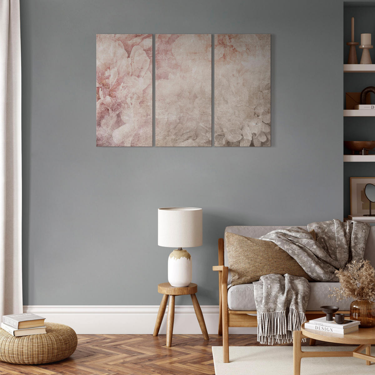 LEINWANDBILD Magnolie 3-tlg. 90x60 cm - Multicolor, Holz (90/60cm) - LUMASOUL