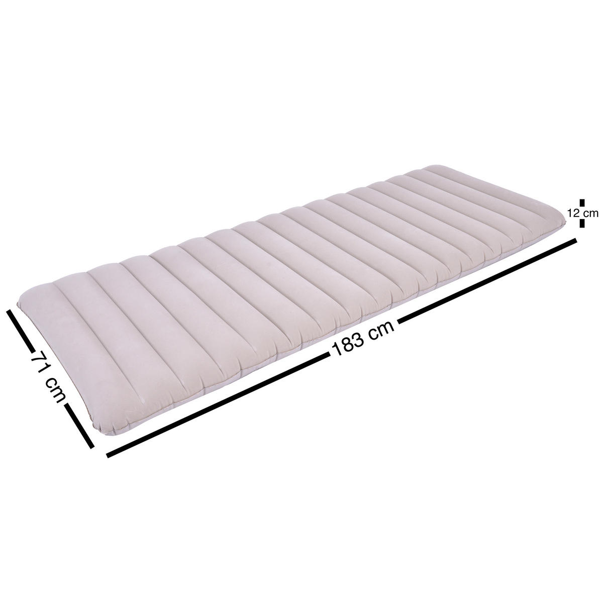 LUFTBETT Luftmatratze Camping 1 Person 183x71x12cm beige aufblasbar ohne Pumpe - Beige, Kunststoff (71/183cm) - Avenli