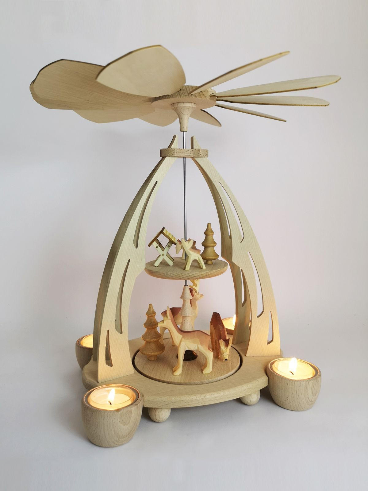 PYRAMIDE Rehe 20/24/35 cm - Multicolor, Holz (0.1/35/0.1cm) - Dekoteam24