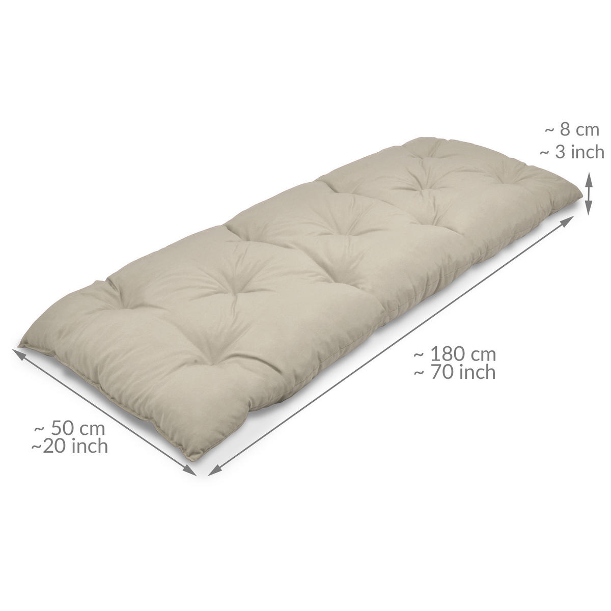 BANKPOLSTER Flair BK 180/50/8cm Natur - Beige, Textil (50/10/180cm) - Beautissu 