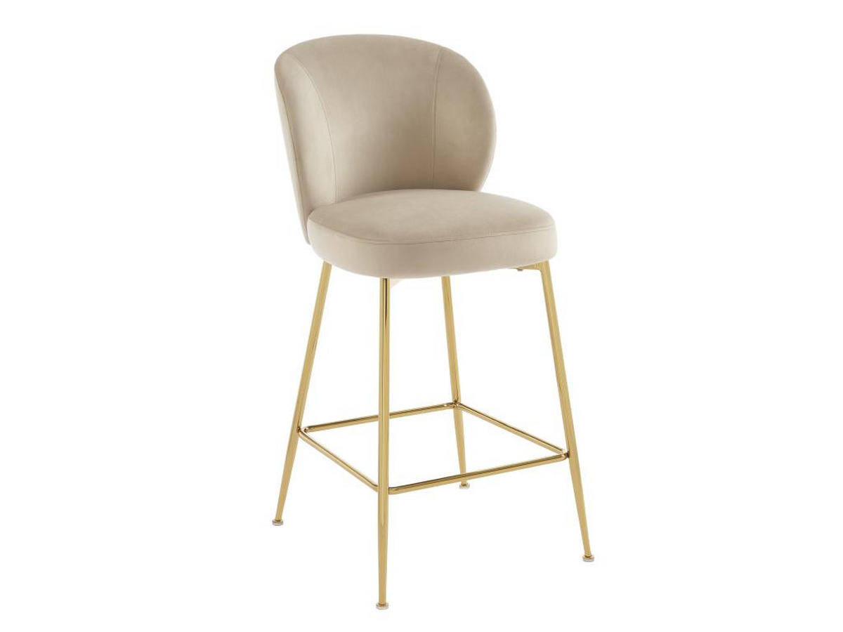 BARHOCKER 2er-Set - Samt & Goldfarbenes Metall - Beige - POLPONA - Beige, Textil (56/96.5/44cm) - Pascal Morabito
