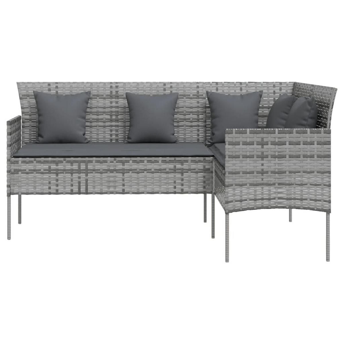 SOFA In L-Form Mit Kissen Poly Rattan Grau - Anthrazit/Grau, Kunststoff/Textil (161.5/80/113cm) - vidaXL