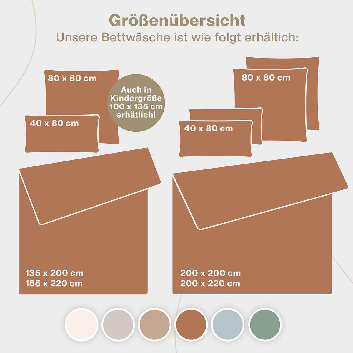 BETTWÄSCHE Musselin, 100% Baumwolle, 200/220 cm & 2x 80/80 cm - Kupferfarben, Textil (200/220cm) - Blumtal