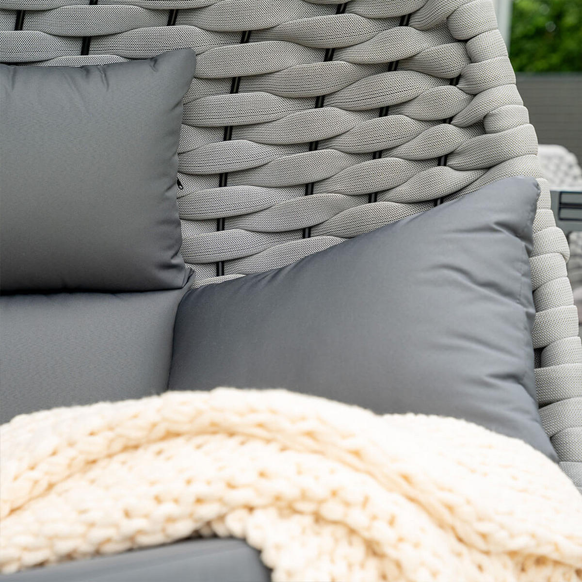 HÄNGESESSEL CADEIRA - Hellgrau, 2-Sitzer - Hellgrau, Kunststoff/Metall (127/155/76cm) - Home Deluxe