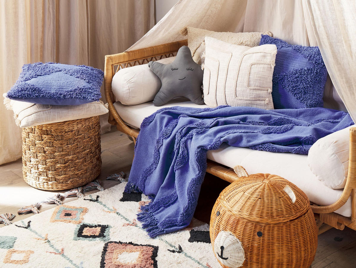 DECKE Purpur Khari 125/150 cm - Lila, Naturmaterialien/Textil (125/150cm) - Beliani