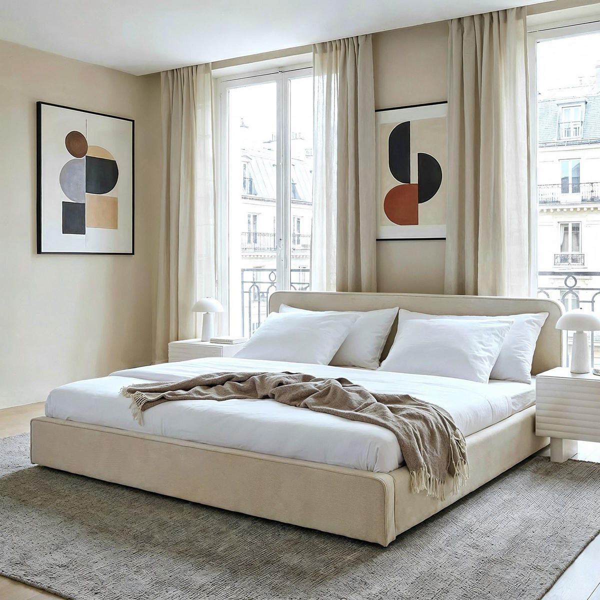 POLSTERBETT LATINI 180x200 cm beige - Beige, Textil (180/200cm) - IDIMEX