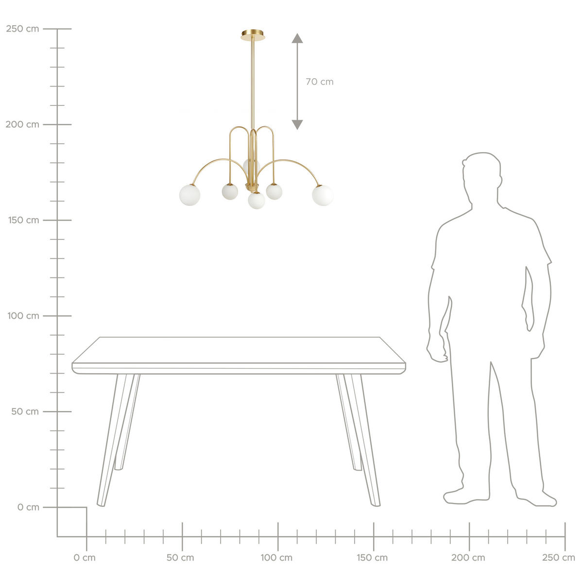 KRONLEUCHTER Forbes 80/80/80 cm - Goldfarben, Metall (80/80/80cm) - Beliani