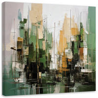 LEINWANDBILD Stadt Abstraktion Grün 50x50cm - Grün, Textil (50/50cm) - Feeby