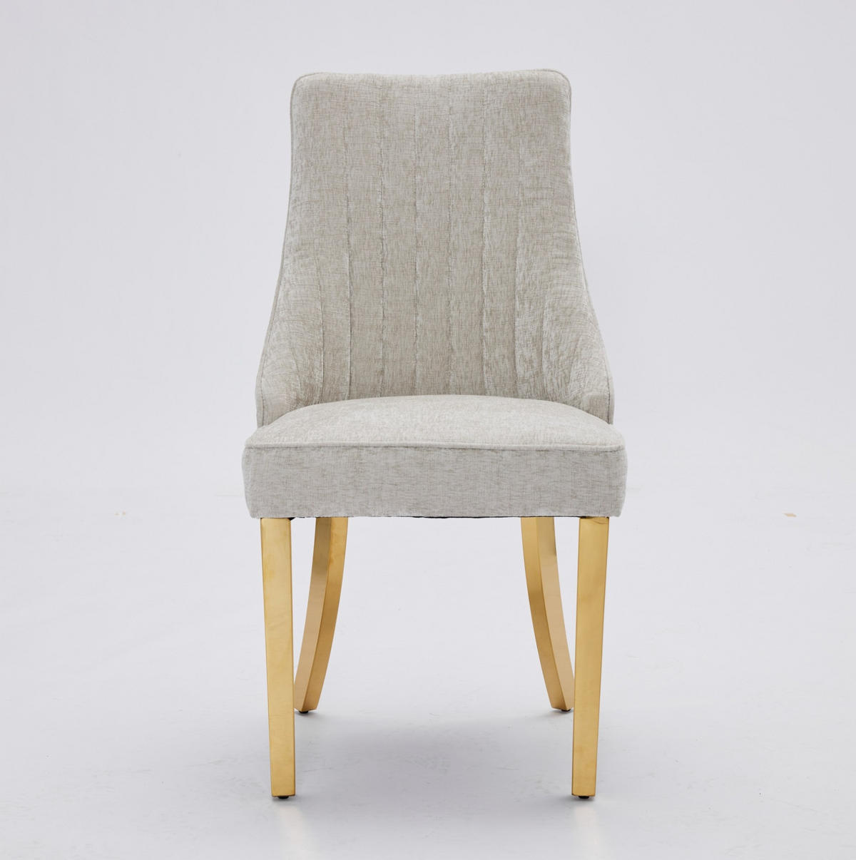 ESSZIMMERSTUHL 2er-Set mit hoher Rückenlehne Chenille Beige - Beige, Metall (50/95/65cm) - Meubliv