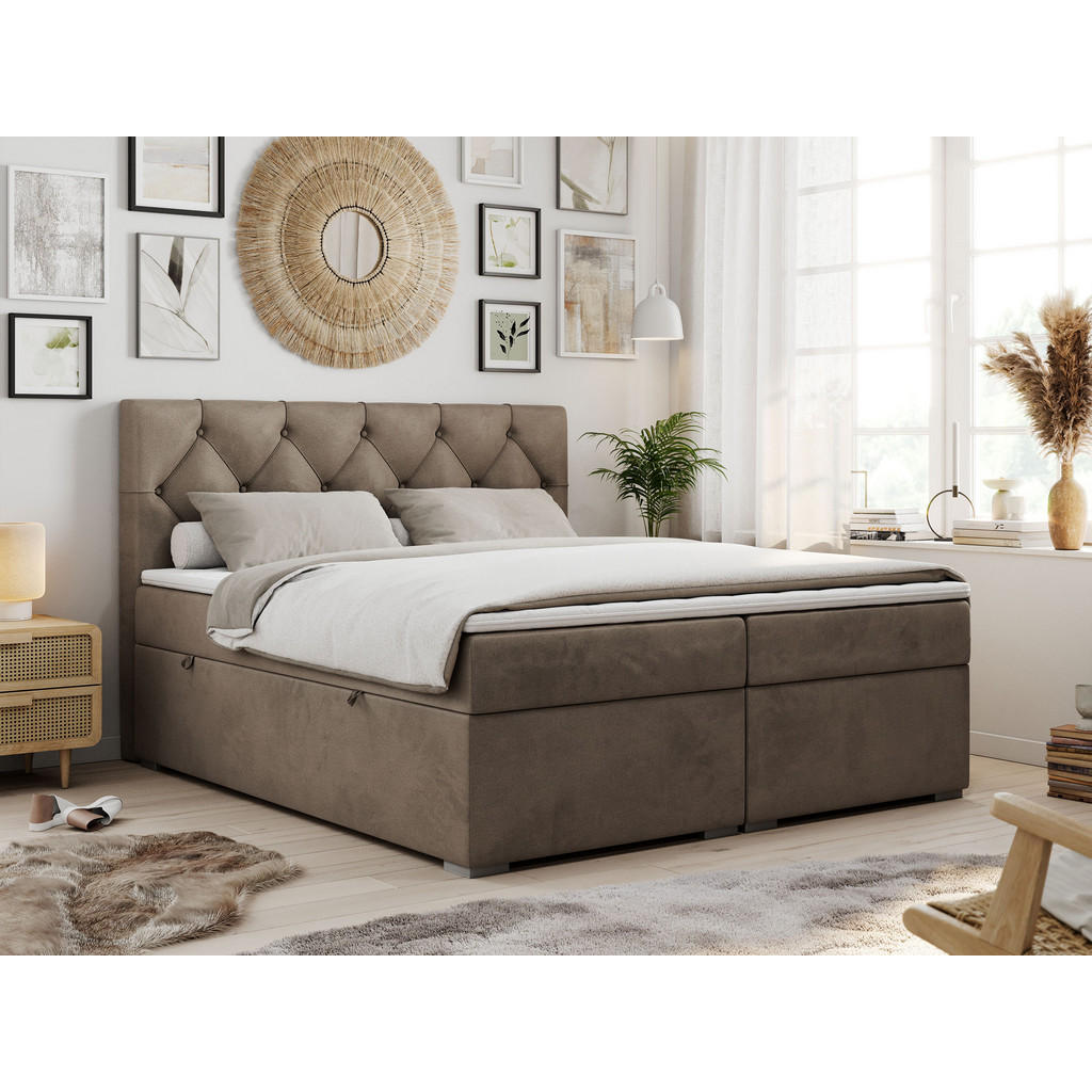 Thumbnail - MKS Boxbett, Braun, Textil, 2-Sitzer, H4, Rechteckig, 120x200 cm, Schlafzimmer, Betten, Boxspringbetten