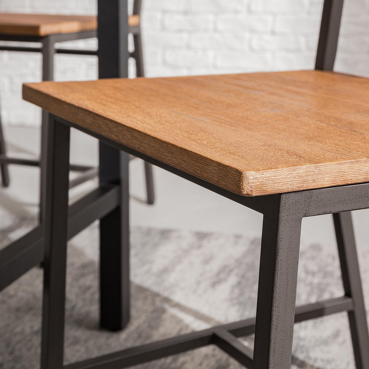 ESSZIMMERSTUHL - 2er-Set - Akazie massiv / Metall - Akazie - Schwarz - Braun, Holz/Metall (47/90/50cm) - home24
