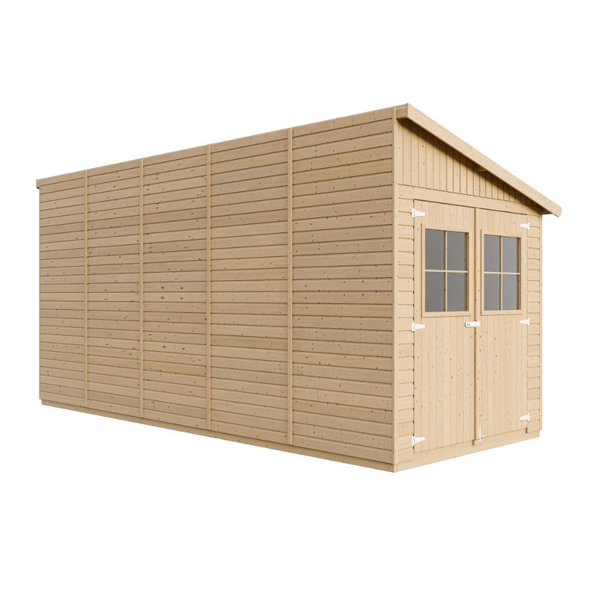 HOLZ-GARTHENHAUS (mit Seitenwand) MIT IMPRÄGNIERTEM BODEN - H244x216x514 cm/10,2 m2 - M341A+M341G - Beige, Holz (218/250/493cm) - Timbela