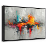 LEINWAND Bilder mit Rahmen - Moderne Kunst - Orange - Grau - Abstrakt - 60x40 - Hellgrau, Textil (60/40cm) - MuchoWow