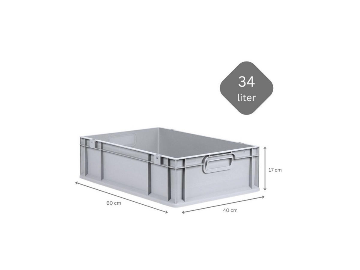 EUROBOX 5x Nextgen Economy Griffe Geschlossen 17x40x60cm 34 Liter - Grau, Kunststoff (40/17/60cm) - PROREGAL