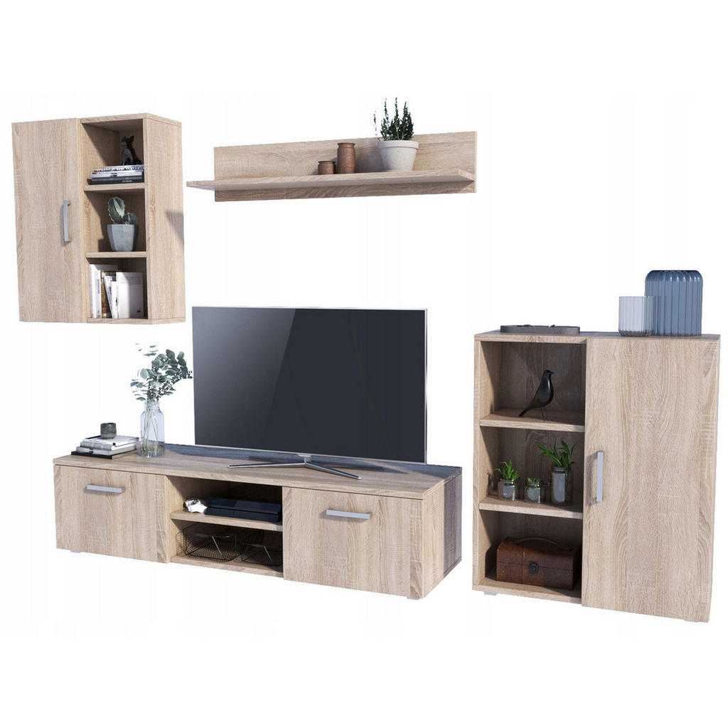 Thumbnail - Matkam Möbel Wohnwand, Sonoma Eiche, Holzwerkstoff, 140x35x40 cm, Wohnzimmer, Wohnwände, Anbauwände