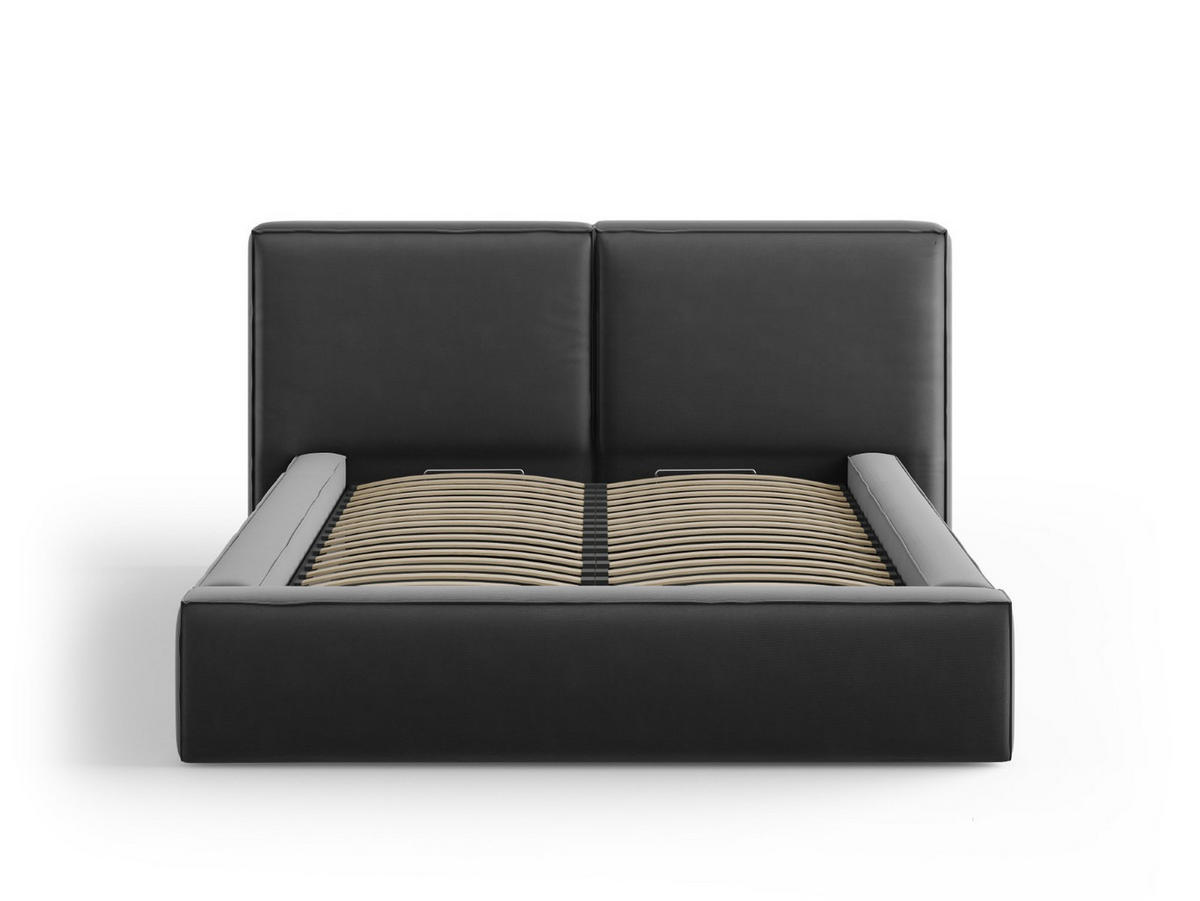 BETT mit Bettkasten und Kopfteil Jodie aus Samt grau 140x200cm - Grau, Textil (140/200cm) - Micadoni